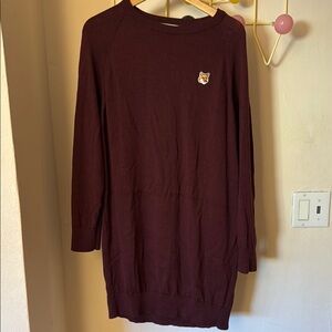 Women's Burgundy Sweater with Fox Patch